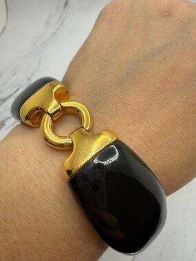 J.Crew NWT Black Resin Gold Statement Link Bracelet